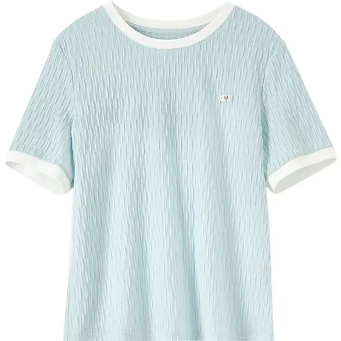 T-shirt à manches courtes plissé pour femme SENTUBILA, nouvelle collection 2026, style décontracté,