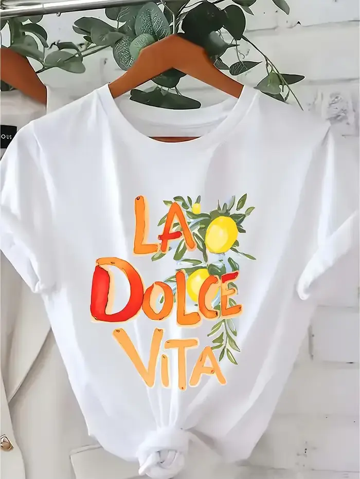 T-shirt à manches courtes imprimé citron La Dolce Vita