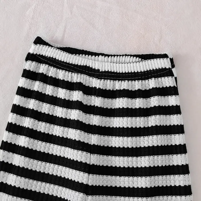 Ensemble deux pièces pour enfants, T-shirt à manches longues et col Polo rayé noir et blanc, nouvelle collection printemps/été 2026