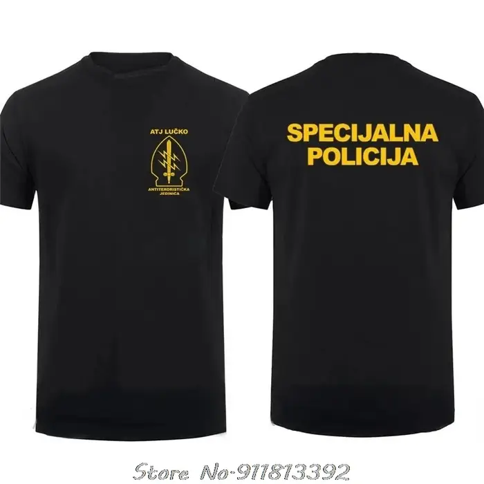 ATJ LUCKO-T-Shirt à Manches Courtes pour Homme, Vêtement Décontracté de Style Patinage Contre le Terrorisme, Unité Spéciale de la Force, Idéal pour le Fitness et l'Été