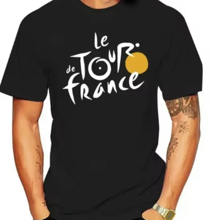 Vente chaude nouveau Tour de France hommes lettre imprimée confortable et respirant col rond T-shirt extérieur haut décontracté
