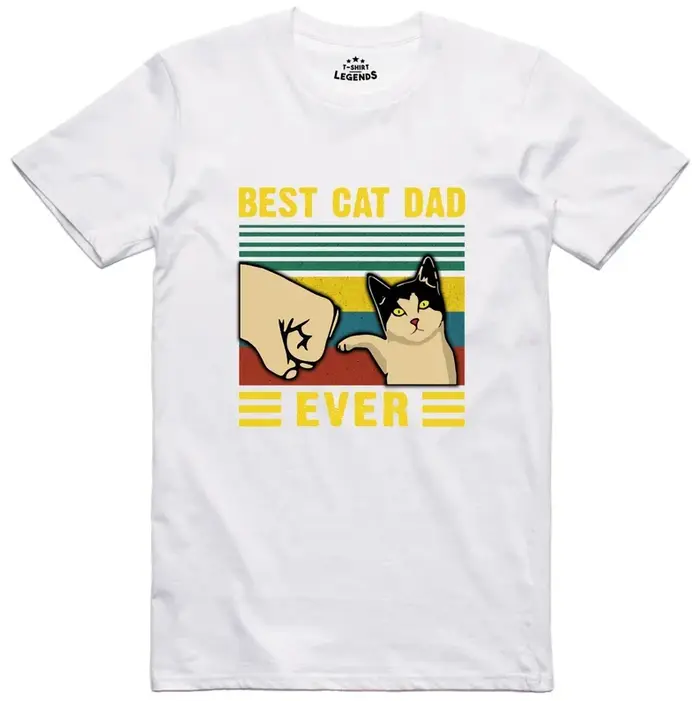 T-shirt pour homme motif chat rayé vintage rétro