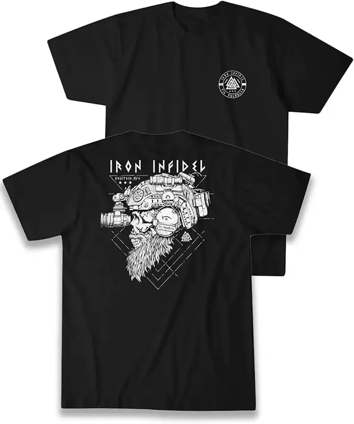 Til Valhalla chemise américaine barbe guerrier tactique crâne T-shirt nouveau 100% coton à manches courtes col rond