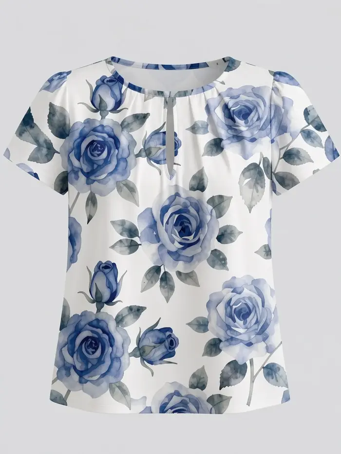 Nouveau T-shirt Femme 2026, Idéal pour les Vacances à la Plage, Col Rond Manches Courtes Imprimé Ample Décontracté Tendance