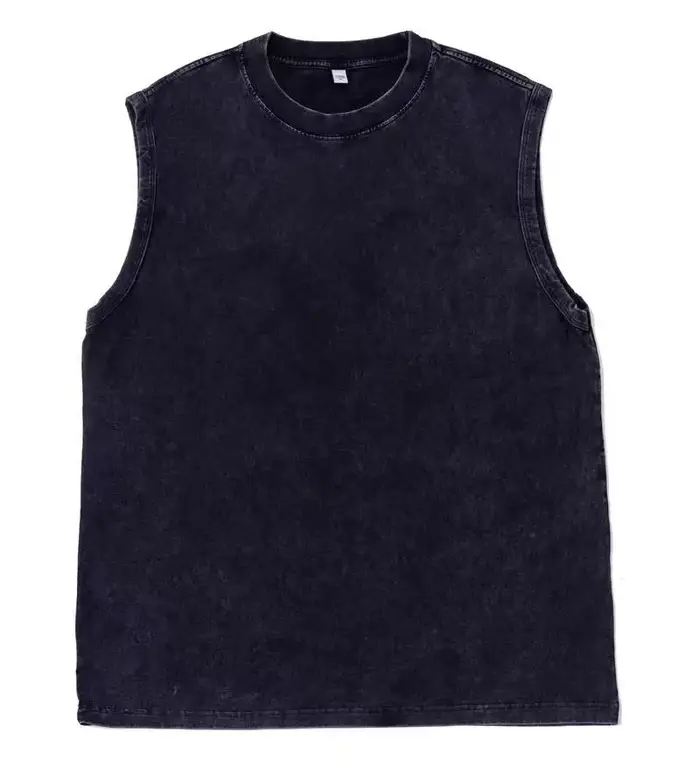 Débardeur Homme 230g Vintage Délavé 100% Coton – T-shirt Sans Manches Décontracté d'Été Streetwear C