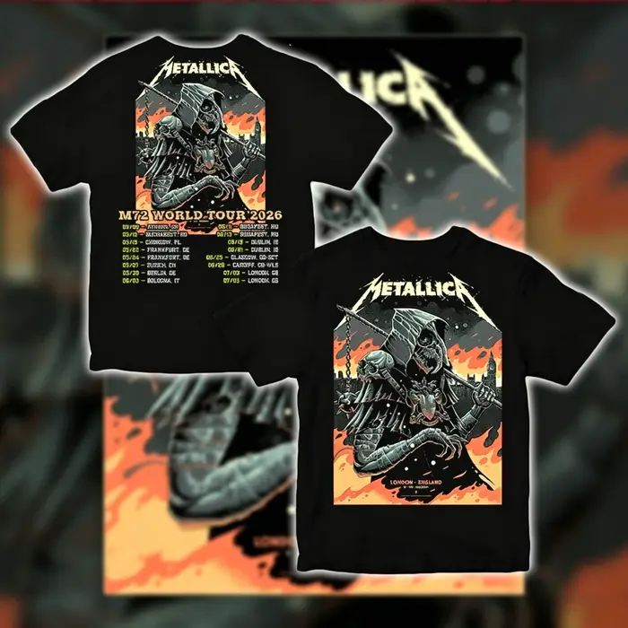 T-shirt de la tournée Metallica à Londres M72 World Tour 2026