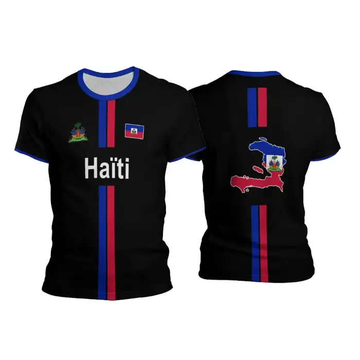 Haïti Football t-shirts hommes sport T-shirt drapeau haïtien rue surdimensionné hauts unisexe décontracté graphique