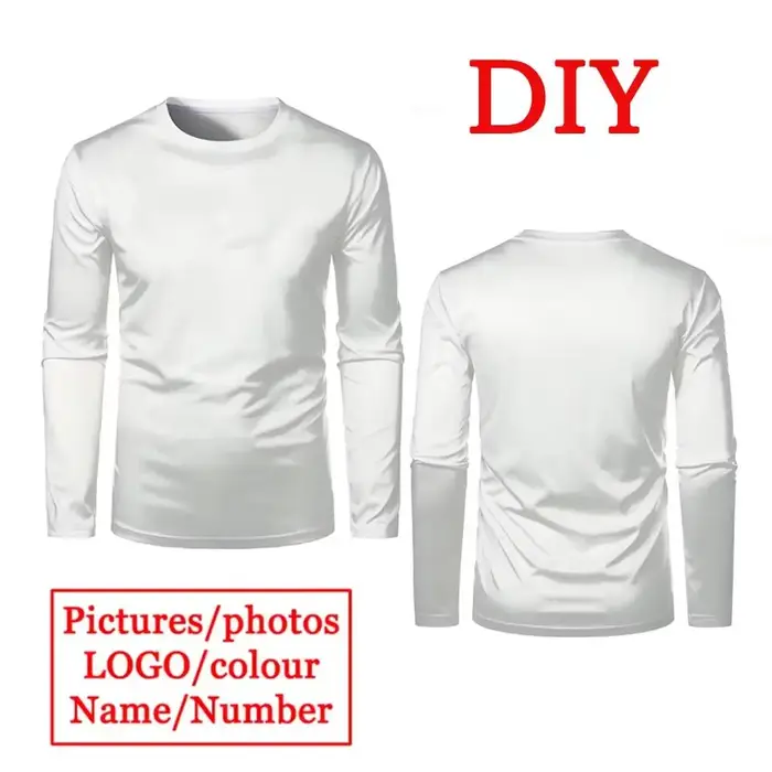 Impression 3D bricolage personnalisé à manches longues T-shirts hommes décontracté respirant séchage
