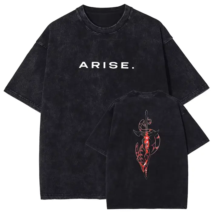 T-shirt ARISE Solo Leveling, T-shirt à motif manga, T-shirt en coton lavé vintage, T-shirt à manches