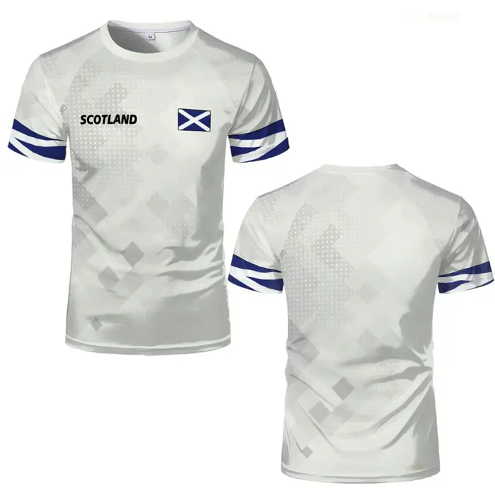 T-shirt unisexe d'été respirant à imprimé dégradé motif drapeau écossais pour homme