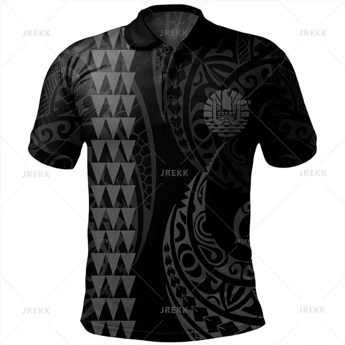 Polo à imprimé 3D de Tahiti pour homme, blason, chemise française, se conforme à la carte, graphique