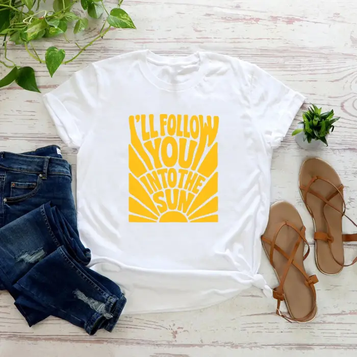 T-shirt « I'll Follow You Into The Sun » – Merchandise K-Pop pour fans, T-shirt rock coréen, Nouveau tee-shirt de concert K-Pop, T-shirt à manches courtes, Hauts streetwear