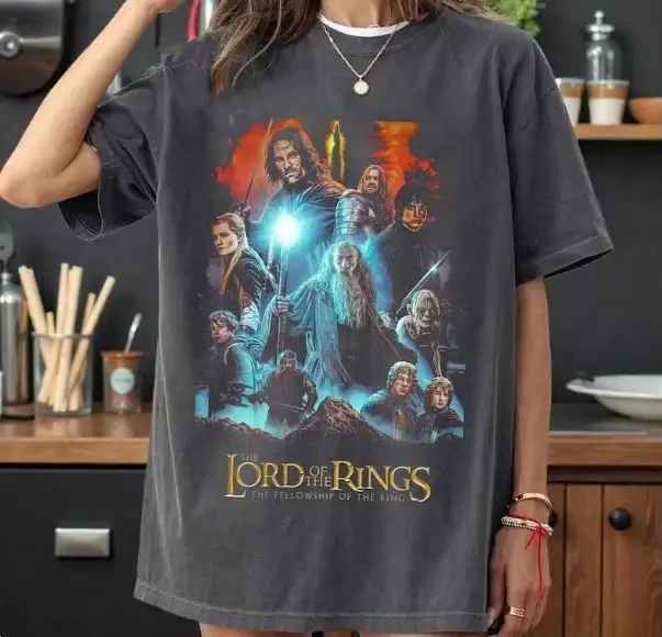 T-shirt rétro imprimé motif Seigneur des Anneaux Garde Messager