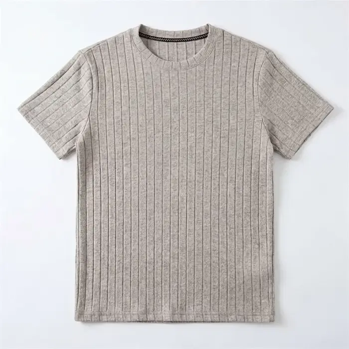 T-shirt côtelé à col rond pour homme