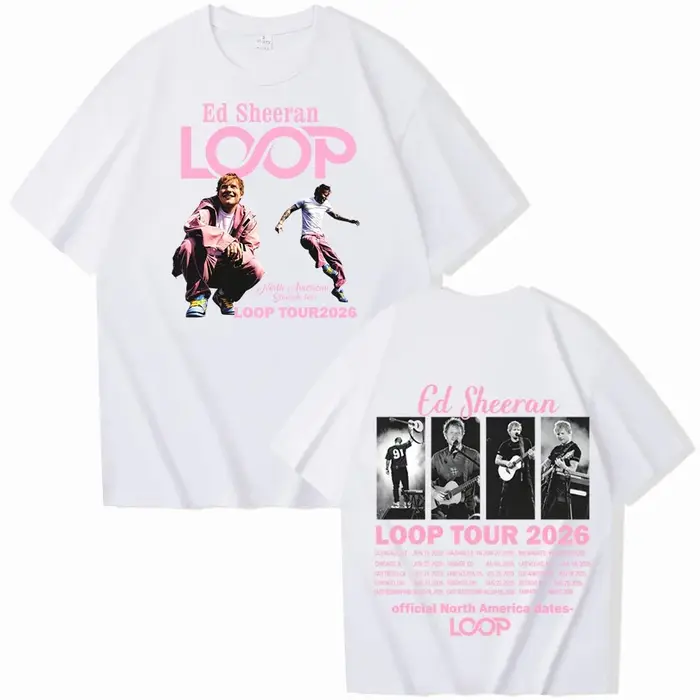 Ed Sheeran Loop Tour 2026 T-shirt homme femme Harajuku chemise décontractée à manches courtes et col rond