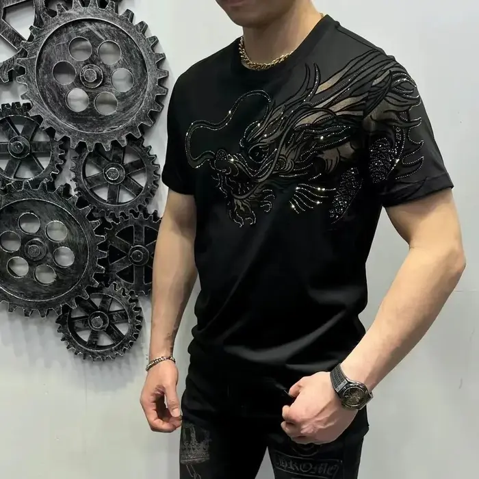 T-shirt à Manches Courtes et Quart pour Homme