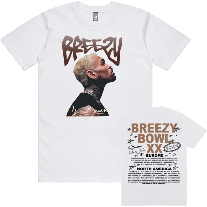 Breezy Bowl XX 2025 T-shirt Chris Brown chanteur graphique t-shirts été à manches courtes homme