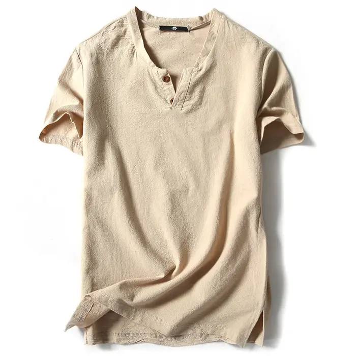 2025 nouvelle marque d'été T-Shirt hommes à manches courtes en vrac respirant coton lin