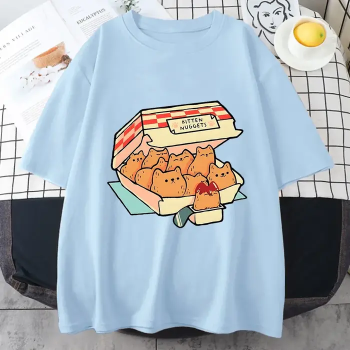 Chaton pépites heureux T-Shirts femmes Kawaii/mignon haute rue