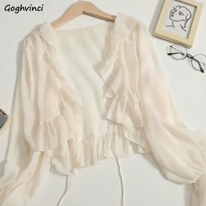 Vestes à volants à lacets pour femmes