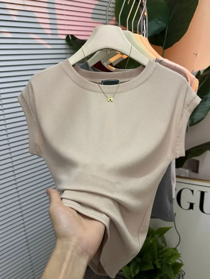 Raglan-T-shirt manches courtes col rond pour femme