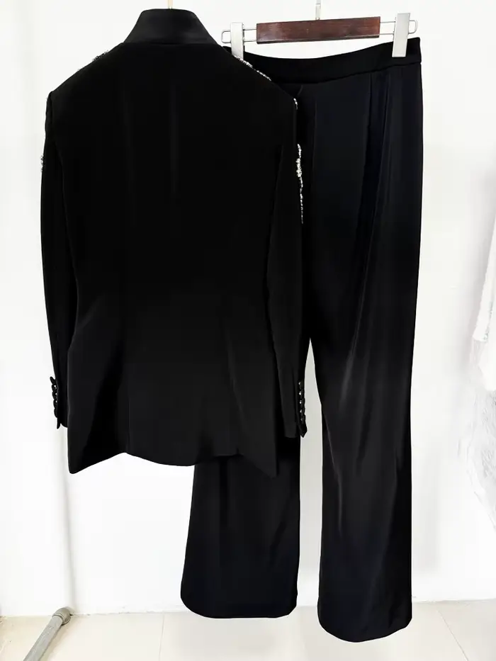 Ensemble 2 pièces de costume de créateur pour femme, collection 2026, style urbain, avec blazer à co