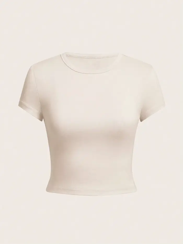 4 pièces couleur unie basique à manches courtes T-shirt ajusté pour les femmes décontracté été minimaliste