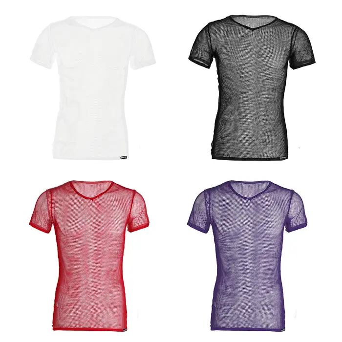 Sexy homme hommes maille voir à travers Clubwear débardeur T-Shirt mode