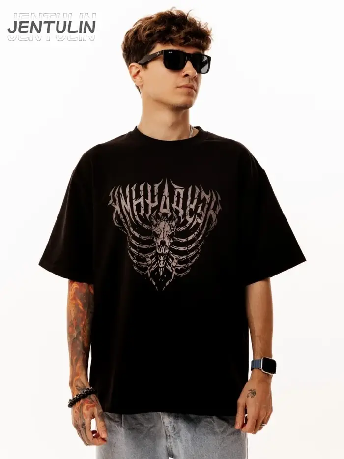 T-shirt Homme Oversize Streetwear Harajuku 5opka « Неудачник » Imprimé Graphique Rétro Hip Hop Esthétique Goth Y2K Manches Courtes