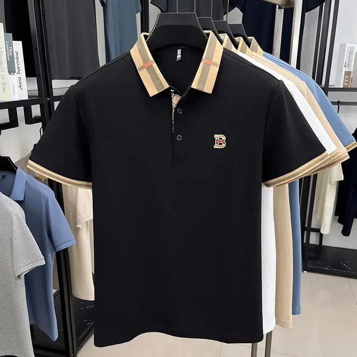 Polo à manches courtes avec logo de marque de luxe pour hommes