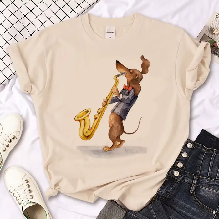 T-shirt Dachshund pour femmes, streetwear, humoristique, de styliste