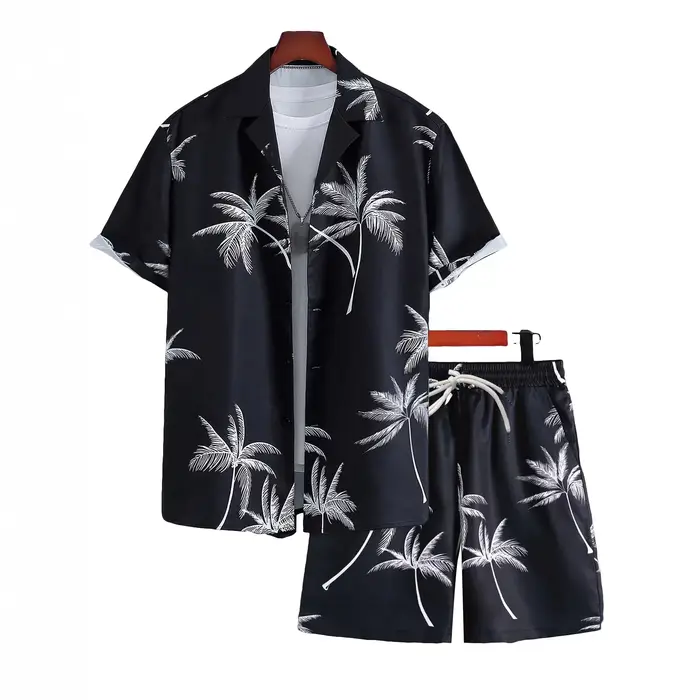 Nouvel ensemble décontracté homme : chemise à revers et short