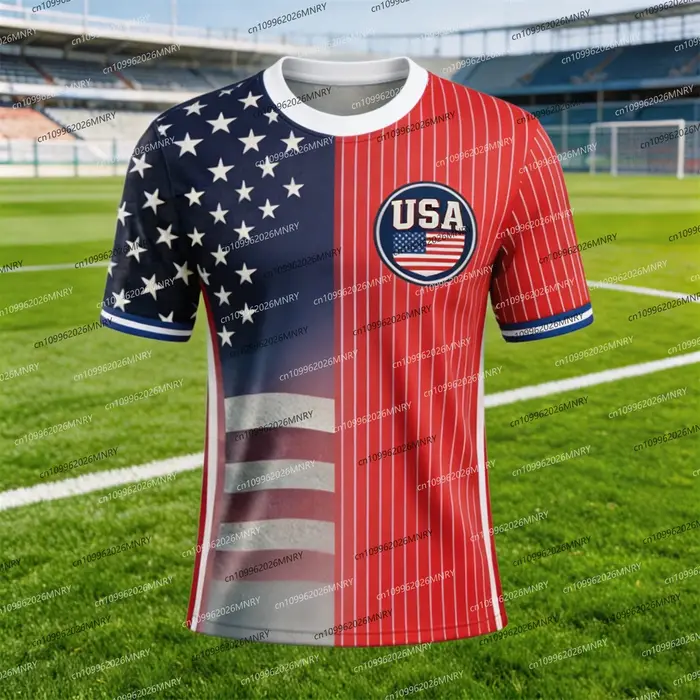 T-shirt Enfant et Homme 2026 avec Emblème Drapeau Américain