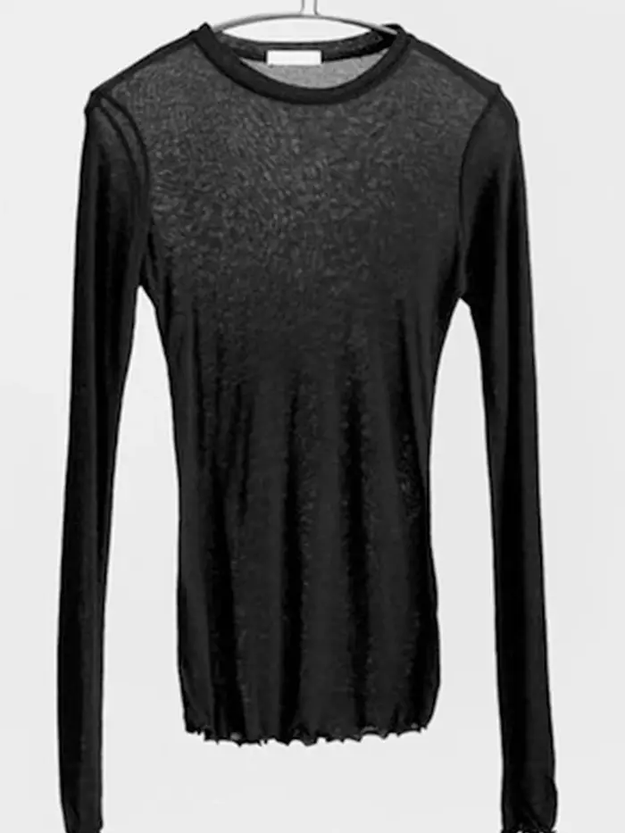 T-shirt à manches longues pour femmes, simple, en coton, élastique, basique, décontracté, sexy, fin,