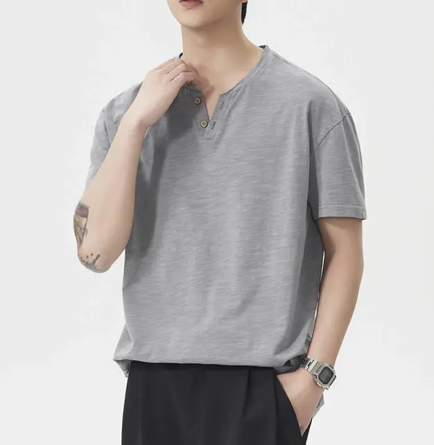 Polo à col Henry pour homme