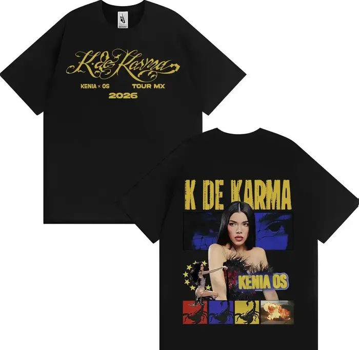 T-shirt imprimé poster de la tournée d'album Kenia Os 2026