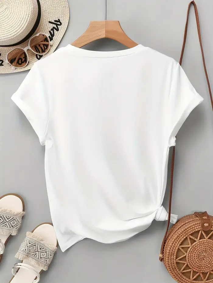 T-shirt imprimé floral vintage pour femme – Fleurs aquarelle bleu et blanc