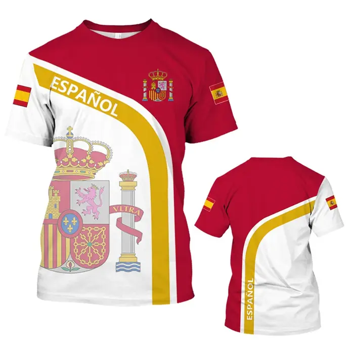 T-shirt à manches courtes avec emblème national espagnol pour hommes
