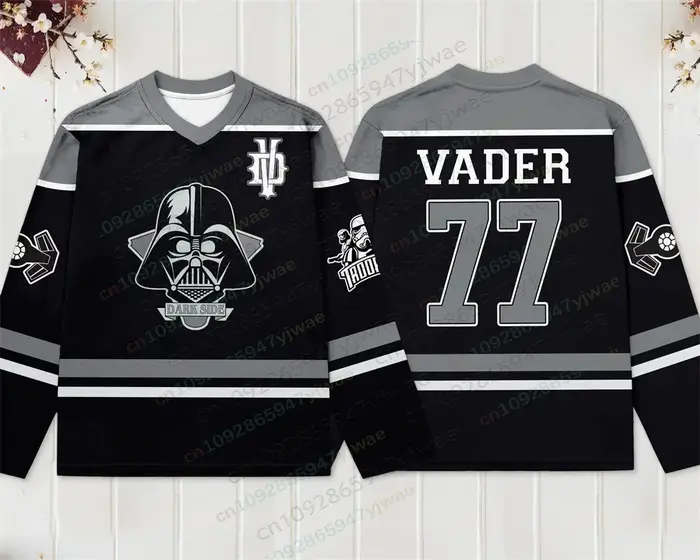 Maillot de hockey Darth Vader Dark Side Fan Gear Fashion Retro T-shirt à manches longues respirant pour hommes et femmes