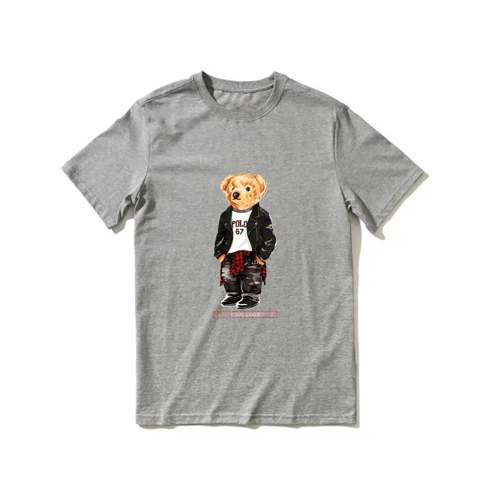 T-shirt Homme Noir à Manches Courtes 100% Coton Motif Ours Ralphs Cartoon