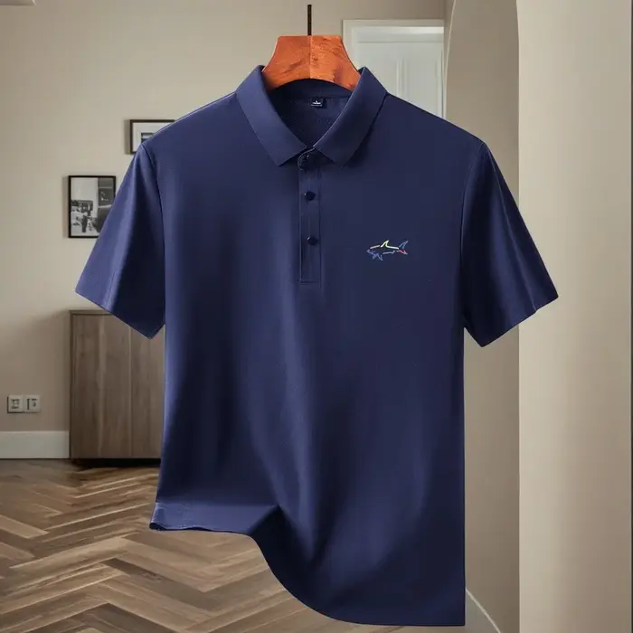 Polo homme à manches courtes, design imprimé tendance, haut d'été, nouveau, frais et respirant, couleur unie, décontracté, t-shirt en soie glacée