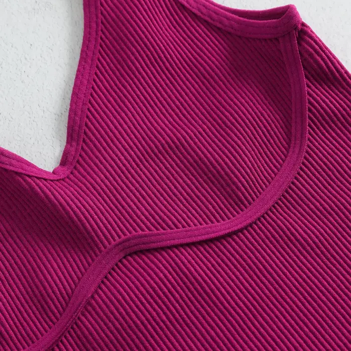 Débardeur court sans couture en tricot côtelé pour femme