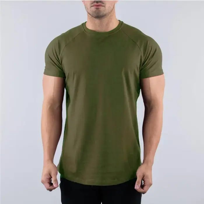 Hommes été maigre T-Shirt style décontracté à manches courtes t-shirt mâle gymnase Fitness Sport cou