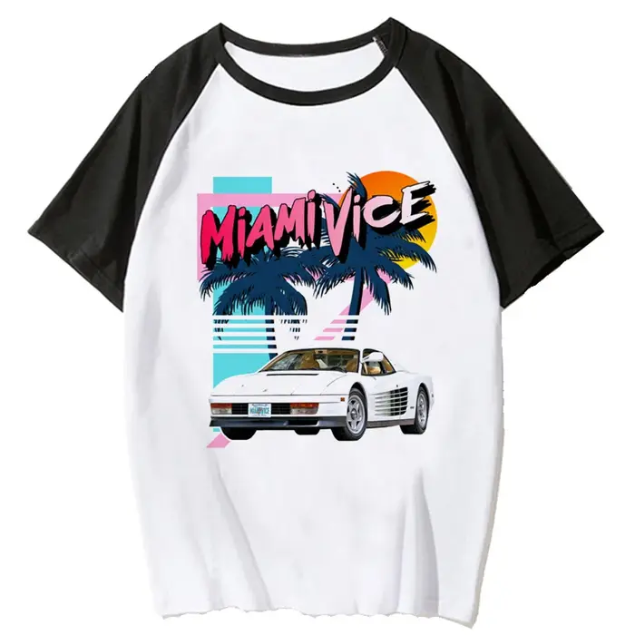 T-shirt femme, vêtement humoristique, japonais, créateur de manga, miami vice