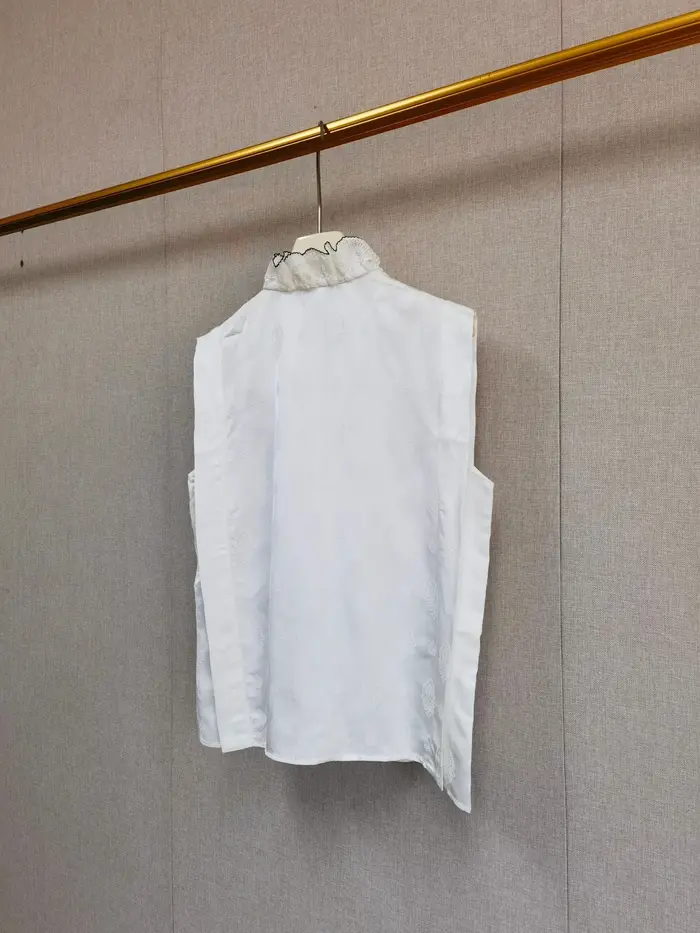 Nouvelle chemise d'été sans manches à col montant pour femme