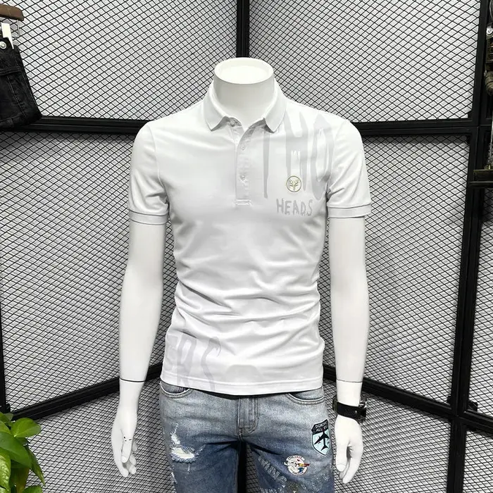 Polo Slim Fit pour hommes avec col imprimé brodé