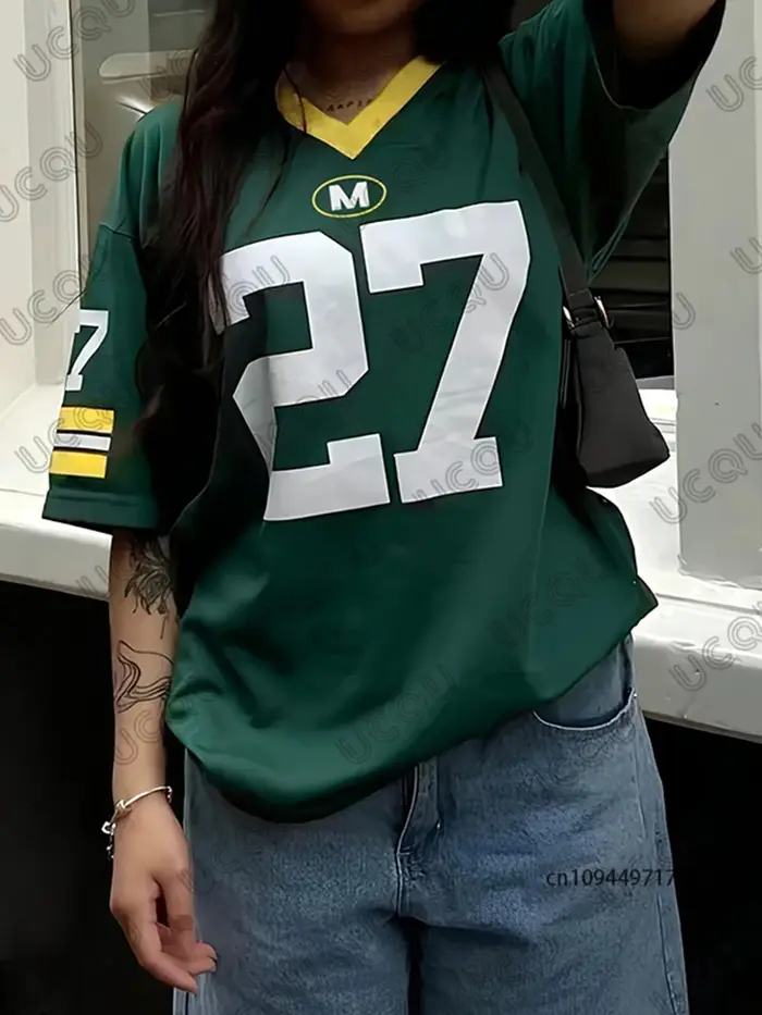 2025 Nouveau classique rétro rouge n° 27 T-Shirt imprimé pour femmes