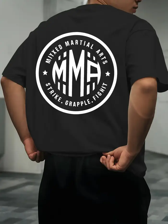 T-shirt à motif MMA pour homme Mize - Haut respirant 100 % confortable à manches courtes pour l'entraînement aux arts martiaux avec imprimé de combat