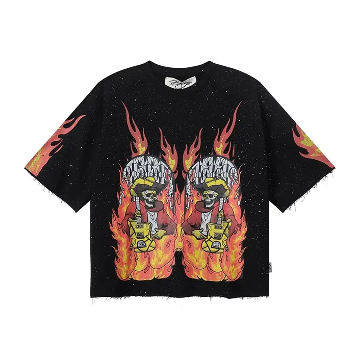 T-shirt court unisexe en molleton French Terry vert abricot avec imprimé graphique streetwear et str