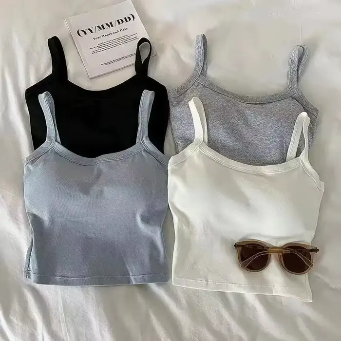 Haut court femmes Sexy hauts sans manche mode femme sous-vêtements dame Camisole fille basique T-shirt gilet Lingerie soutiens-gorge bustiers chaud